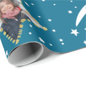 Cute Starry Pattern Uw eigen foto Kerstmis Cadeaupapier (Rol Hoek)