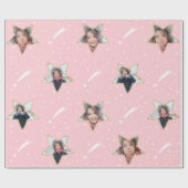 Cute Starry Pattern Uw eigen foto Kerstmis Cadeaupapier (Vlak)