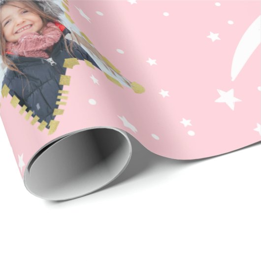 Cute Starry Pattern Uw eigen foto Kerstmis Cadeaupapier (Rol Hoek)
