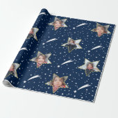 Cute Starry Pattern Uw eigen foto Kerstmis Cadeaupapier (Uitgerold)
