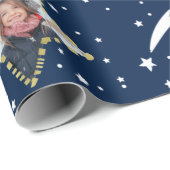 Cute Starry Pattern Uw eigen foto Kerstmis Cadeaupapier (Rol Hoek)
