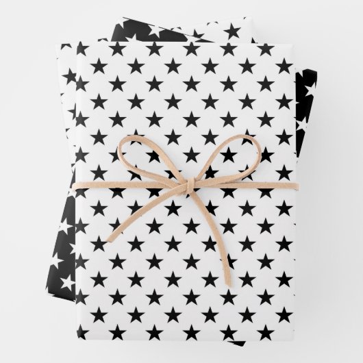 Cute Stars Pattern Black and White Inpakpapier Vel (In situ)