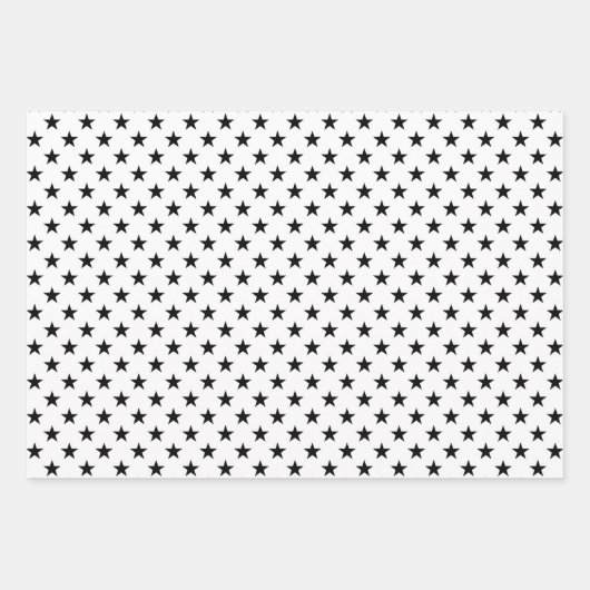Cute Stars Pattern Black and White Inpakpapier Vel (Voorkant)
