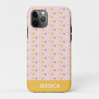 Cute Stars Pattern in Pink and Yellow Personalized
