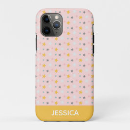 Cute Stars Pattern in Pink and Yellow Personalized Case-Mate iPhone Case