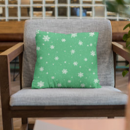 Cute Stars Snowflakes Green Winter Pattern Kussen