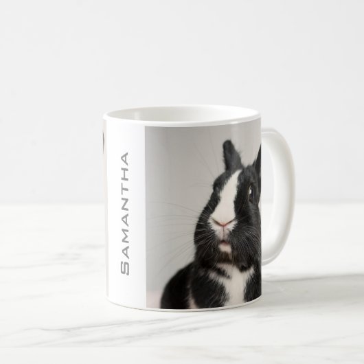 Cute Startled Bunny Rabbit, gepersonaliseerd Koffiemok (Voorkant rechts)