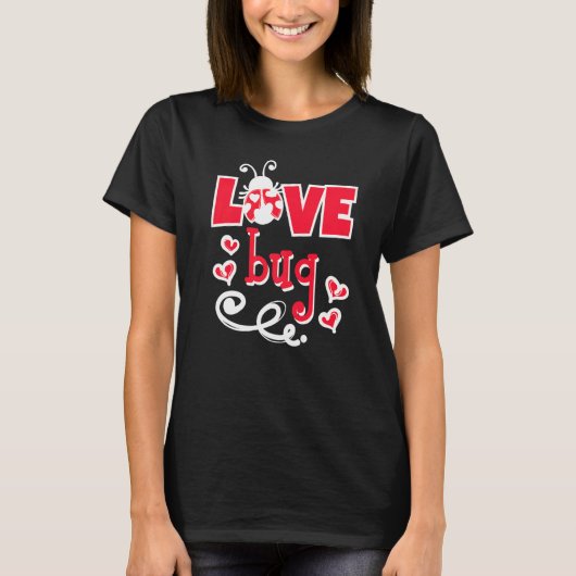 Cute Statement Valentijnsdag Love Bug Heart T-shirt (Voorkant)