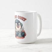 Cute Stay Cozy Penguin Drinking Hot Cocoa T-Shirt Koffiemok (Voorkant rechts)