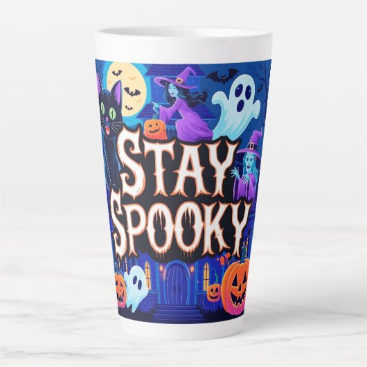 Cute stay spooky halloween latte mok (Voorkant)