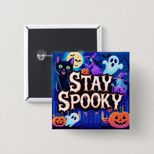 Cute stay spooky halloween vierkante button 5,1 cm (Voorkant /achterkant)