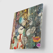 Cute steampunk Alice Wonderland white rabbit Vierkante Klok (Hoek)