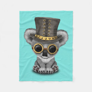 Cute Steampunk Baby Koala Beer Fleece Deken