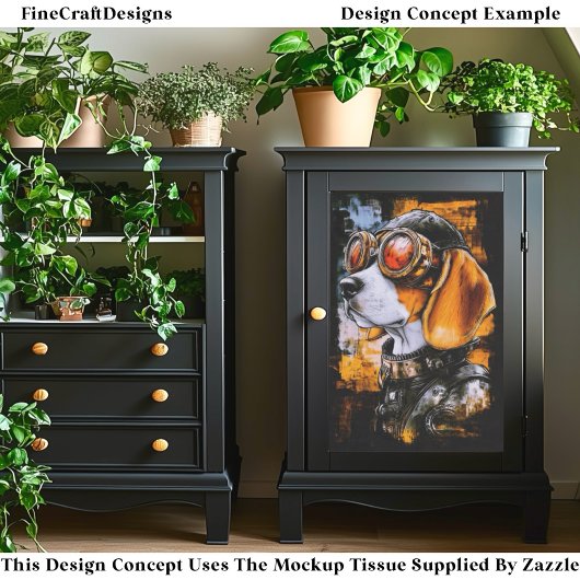 Cute Steampunk Beagle Dog Aviator EZ1L Decoupage Tissuepapier