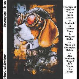 Cute Steampunk Beagle Dog Aviator EZ1L Decoupage Tissuepapier
