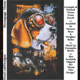 Cute Steampunk Beagle Hond Aviator EZ1R Decoupage Tissuepapier