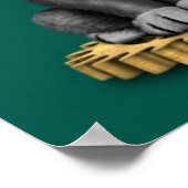 Cute Steampunk Black Lab Puppy Dog, blauwgroen Poster (Hoek)