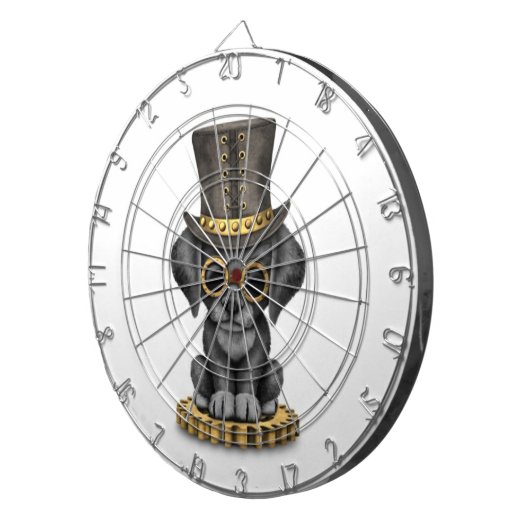 Cute Steampunk Black Lab Puppy Dog, wit Dartbord (Voorkant Rechts)