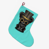 Cute Steampunk Black Panther Cub Grote Kerstsok (Voorkant (Hangend))