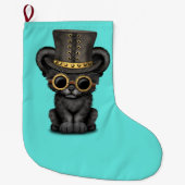 Cute Steampunk Black Panther Cub Grote Kerstsok (Voorkant)