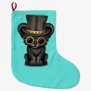 Cute Steampunk Black Panther Cub Grote Kerstsok