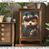 Cute Steampunk Bruine Beer Portret CL2 Decoupage Tissuepapier