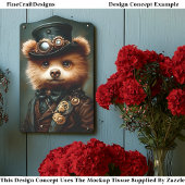 Cute Steampunk Bruine Beer Portret CL2 Decoupage Tissuepapier