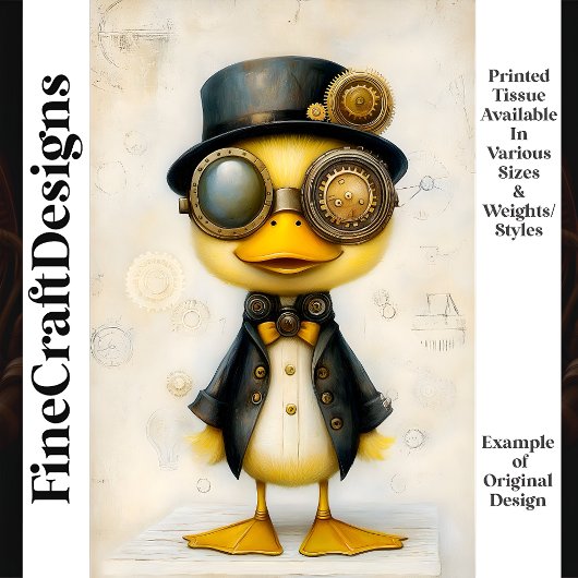Cute Steampunk Eend In Kleren K8 Decoupage Tissuepapier