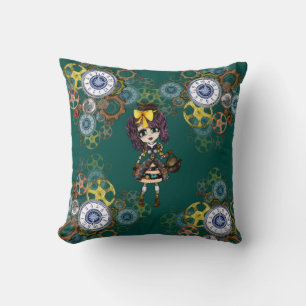 Cute Steampunk Girl Pinky Kawaii Chibi van LeahG Kussen