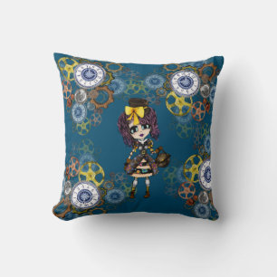 Cute Steampunk Girl Pinky Kawaii Chibi van LeahG Kussen