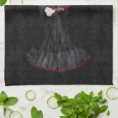 Cute Steampunk Gothic Girl Black Kitchen Towel Theedoek (Gevouwen)