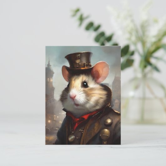 Cute Steampunk Hamster Briefkaart (Staand voorkant)