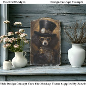 Cute Steampunk Hond Met Hoed Schilderij D3R Decoup Tissuepapier