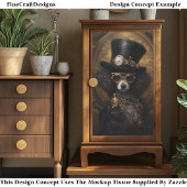 Cute Steampunk Hond Met Hoed Schilderij D3R Decoup Tissuepapier