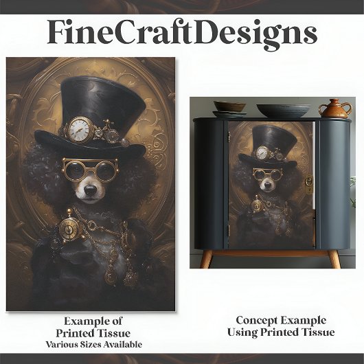Cute Steampunk Hond Met Hoed Schilderij D3R Decoup Tissuepapier
