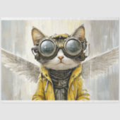 Cute Steampunk Kat Met Vleugels, Rain AX9 Découpag Tissuepapier (Voorkant)