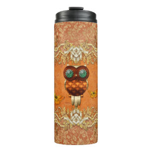 Cute steampunk owl thermosbeker