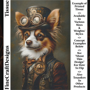 Cute Steampunk Papillon Hond Portret CQ1 Decoupage Tissuepapier