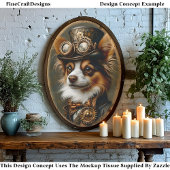 Cute Steampunk Papillon Hond Portret CQ1 Decoupage Tissuepapier