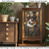 Cute Steampunk Papillon Hond Portret CQ1 Decoupage Tissuepapier