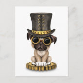 Cute Steampunk Pug Puppy Dog, wit Briefkaart (Voorkant)