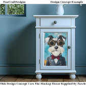 Cute Steampunk Schnauzer Hond, Vlinderdas Z9 Décou Tissuepapier