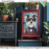 Cute Steampunk Schnauzer Hond, Vlinderdas Z9 Décou Tissuepapier