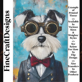 Cute Steampunk Schnauzer Hond, Vlinderdas Z9 Décou Tissuepapier