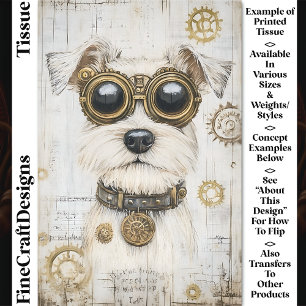 Cute Steampunk Witte Hond Met Beschermbril CY4 Déc Tissuepapier