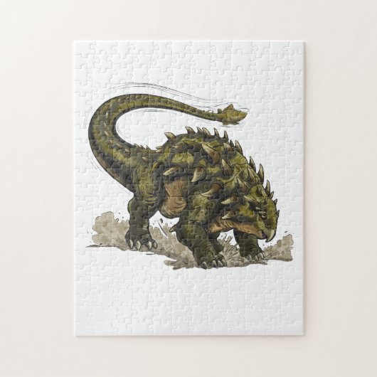 Cute Stegosaurus Dinosaur Avocado Green Kids Puzzl Legpuzzel (Verticaal)