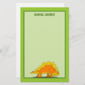 Cute Stegosaurus Dinosaur Cartoon Sjabloon Briefpapier (Voorkant / Achterkant)