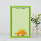 Cute Stegosaurus Dinosaur Cartoon Sjabloon Briefpapier (Staand voorkant)