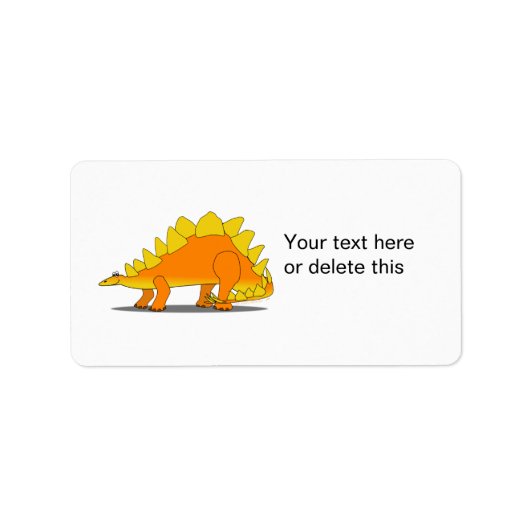 Cute Stegosaurus Dinosaur Cartoon Sjabloon Etiket (Voorkant)