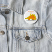 Cute Stegosaurus Dinosaur Cartoon Sjabloon Ronde Button 5,7 Cm (In situ)
